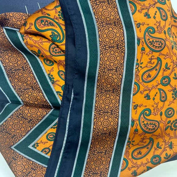 ✨Luxury Square Silky Satin Scarf Bandana Orange Geometric Head Neck wrap Hijab - Picture 3 of 5